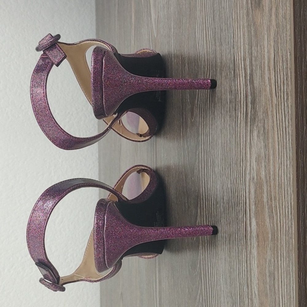 New Unisa ZENNIE Purple Glitter High Heel Strappy Sandals Size 9 D'Orsay Sides - Picture 9 of 11